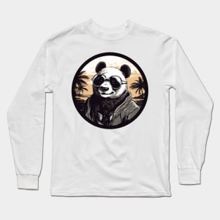 Cool Animals: Cartoon Vintage Funny Cool Panda Long Sleeve T-Shirt